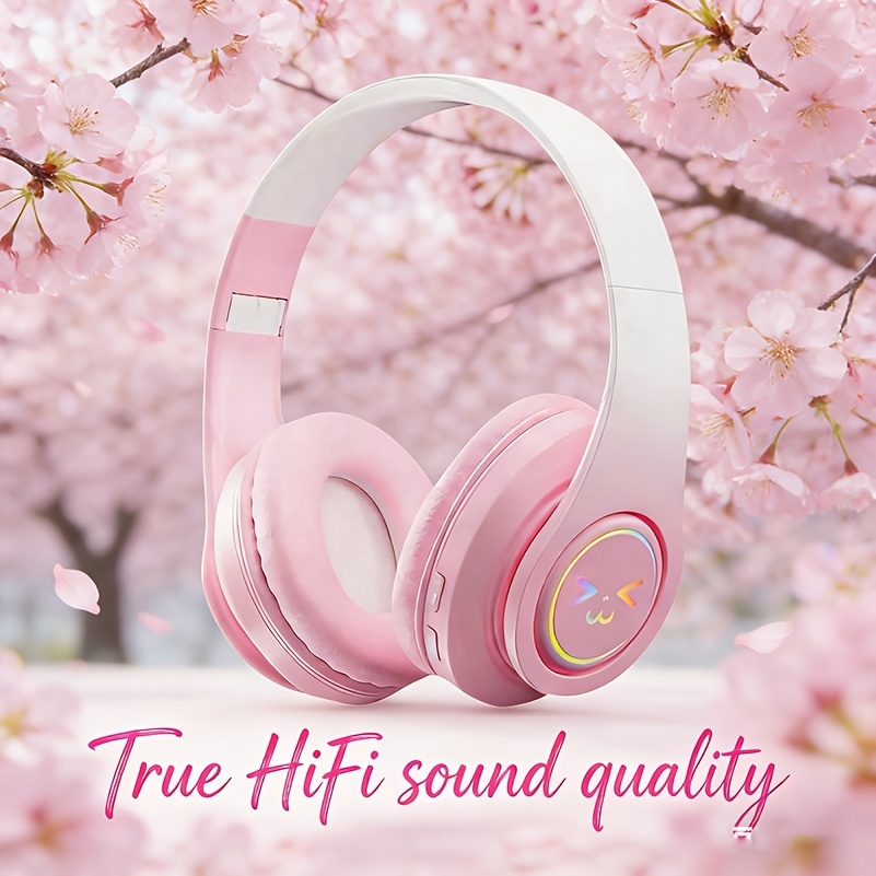 TEMU Brand New Bluetooth V5.3 Noise Canceling Headphones, Deep, Long-lasting, Attractive Gradient, Built-in Microphone, Lightweight And Foldable,, Multi-scene - Compatible With Most Mobile