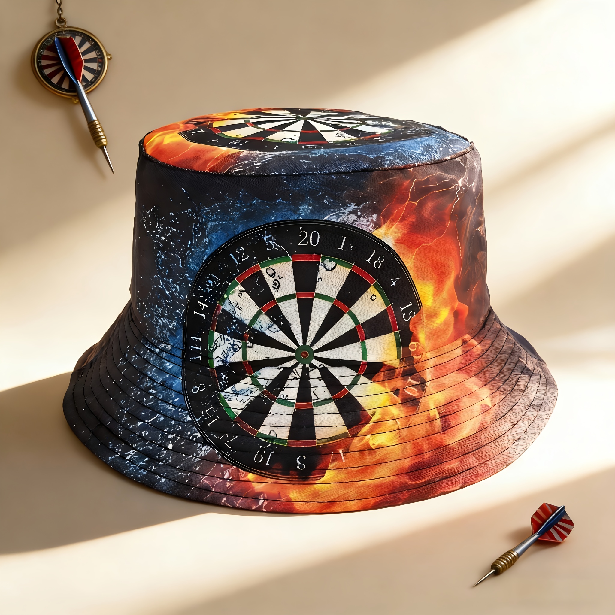 E-shop 1 Casual Dart-Themen Druck Bucket Hut, Unisex Design geeignet für Dart-Wettbewerbe Partys