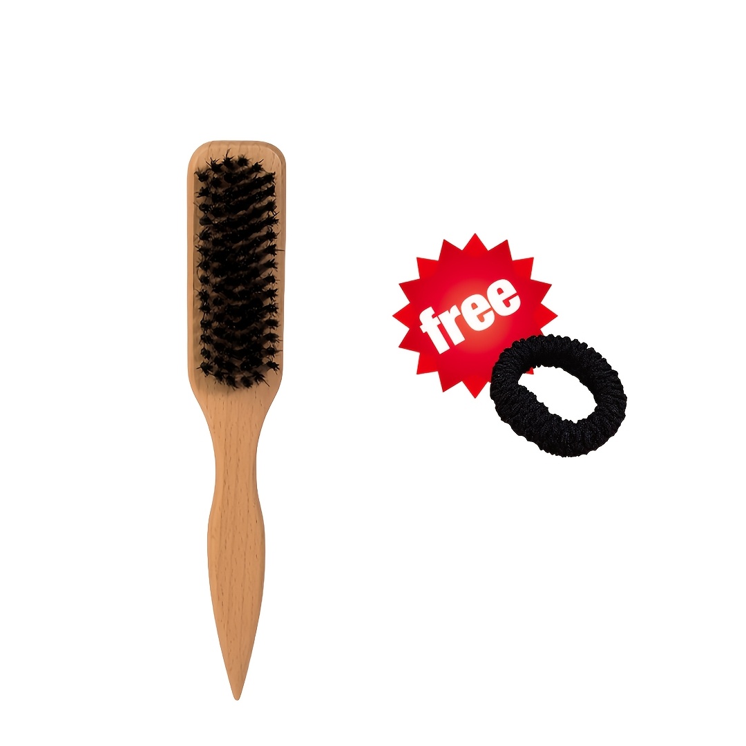 Bristle Hair Brush For Sleek Back Bun, Edge Control, Flyaways, And Styles - Includes Rat Tail Pick For Parting And Teasing Hair. Mother's Day Gifts, Gifts For Mom, Mum Love.