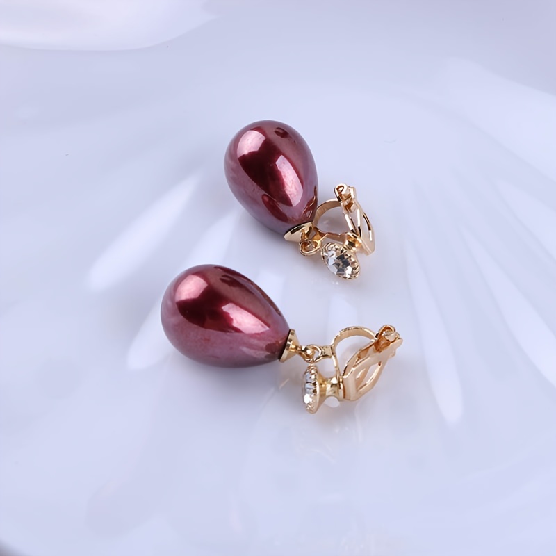 TEMU 1 Par de Pendientes Minimalistas Coloridos de Perla con Forma de de Agua, Moda Europea y Americana, Pendientes Minimalistas para Mujer sin
