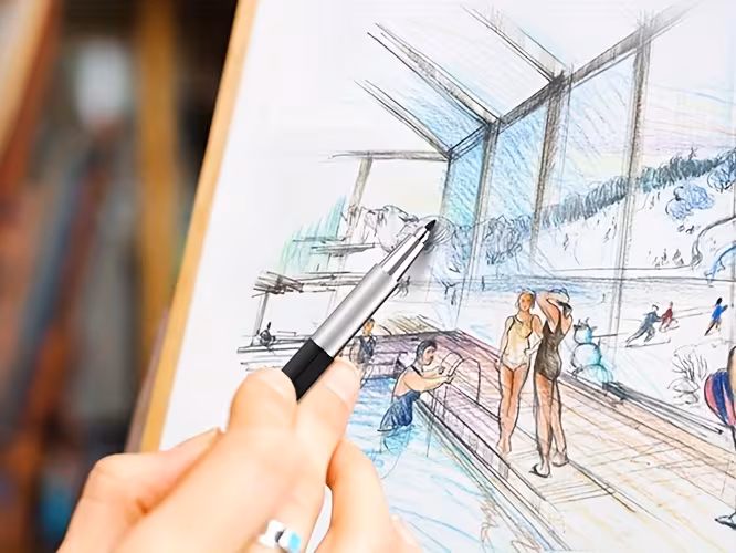 34 peças conjunto de lápis mecânico artístico com estojo, 6 lápis de desenho metálicos 0.5&0.7&0.9&2mm com porta-grafite (6b 4b 2b hb 2h 4h cores) para esboço e desenho com 19 de grafite - material escolar detalhes 5