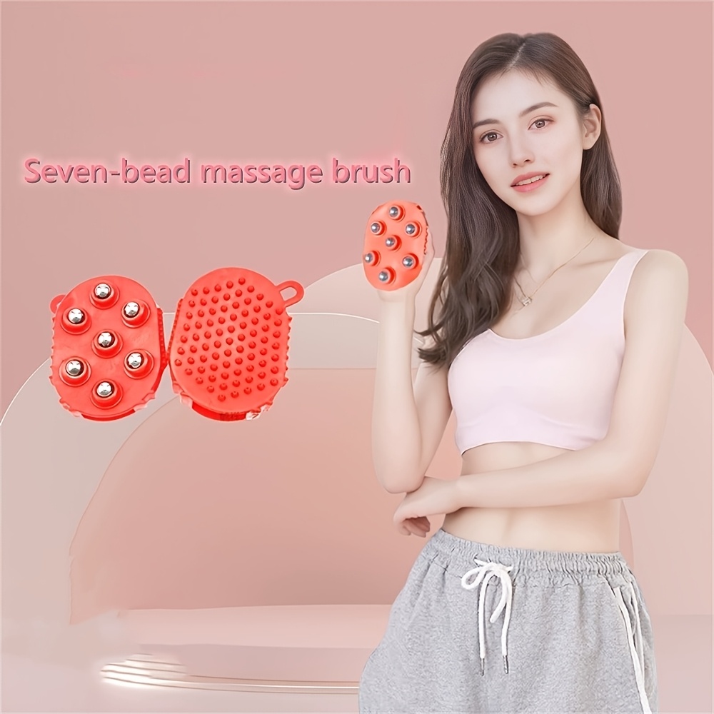 the ball   magnetic bead massage brush can   degrees in palm shape and   of plastic and   used on all four sides   portable
