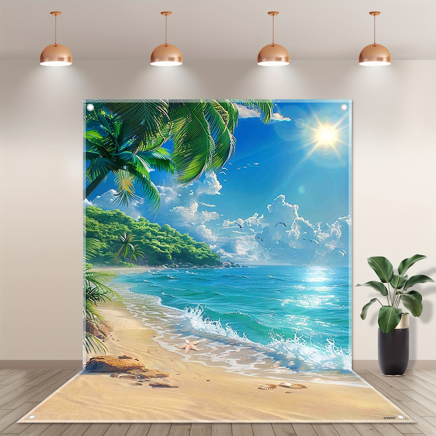 

1pc 5x7ft/6x8ft/8x10ft Summer Sunshine Beach Pattern Photography Backdrop, Washable/crease-resistant, Suitable For Party Decoration