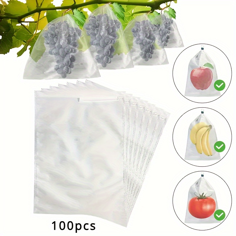 

100-pack Fruit Protection Mesh Bags - Insect & Rain Proof, Breathable Trellis Netting For Climbing Plants, Essential Gardening Supplies