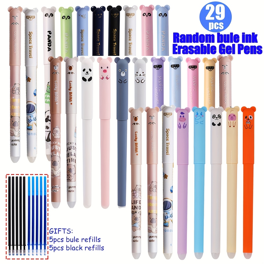 Image of Erasable Gel Pens And Refills. 39pcs/set: 29pcs Gel Pens And Gift 10pcs Refills. Easy To Erase, 0.5mm Medium Point Needle Tip, Washable Handles, Office Supplies, Stationery Gifts, Back To School