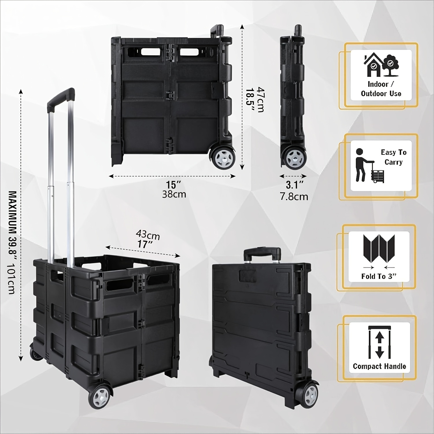 tools 85 010 rolling crate   n roll portable tools carrier with telescopic handle 80 lb load capacity light black box cabinet rack for outdoor storage 0