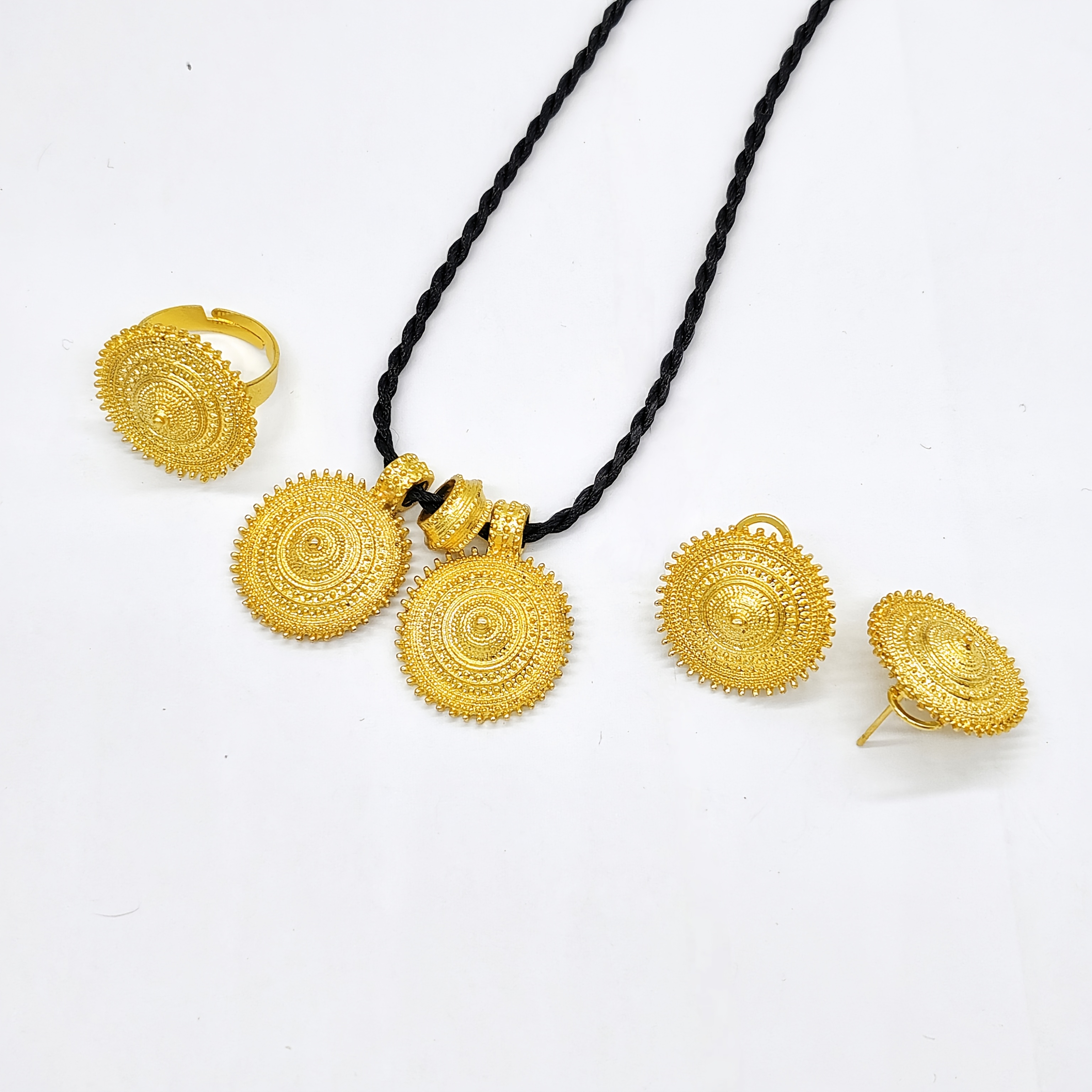 TEMU Elegant Vintage 3pcs Jewelry Set - Necklaces, Earrings And Rings, Exquisite Beaded Design For Daily Wear And Special Occasions | Vintage Jewelry