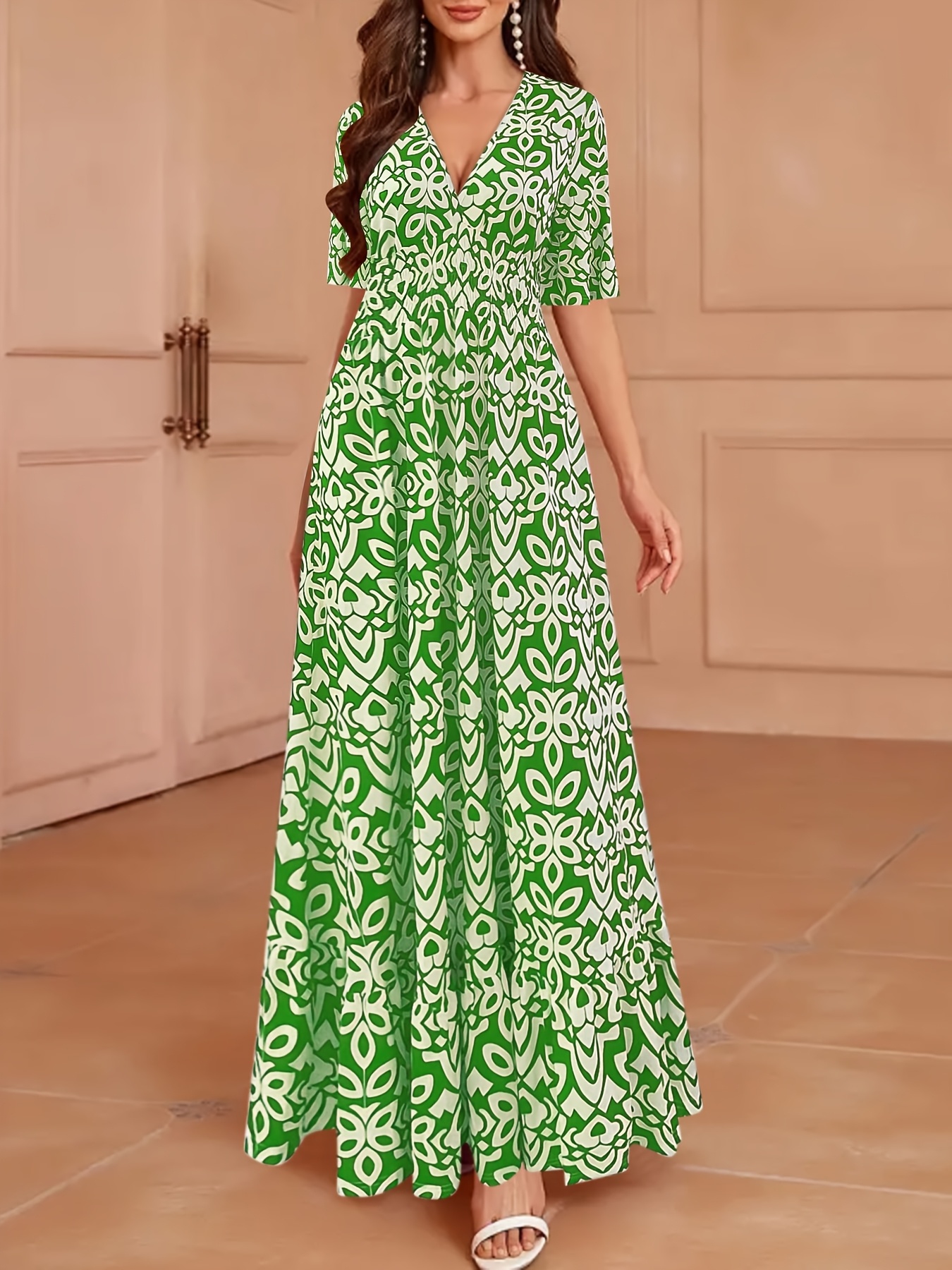 V Neck Short To Long Dresses Casual Women's Casual V Neck Short