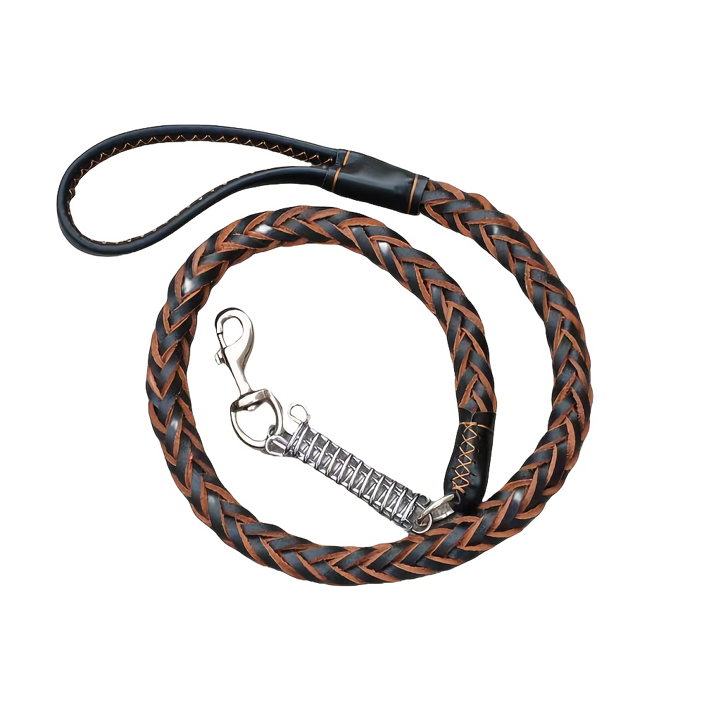 TEMU Cowhide Traction Leash, Leash With Soft And Comfortable Shock-absorbing Design To Reduce Impact, Indoor/outdoor Anti-pop Dog Walking Lead