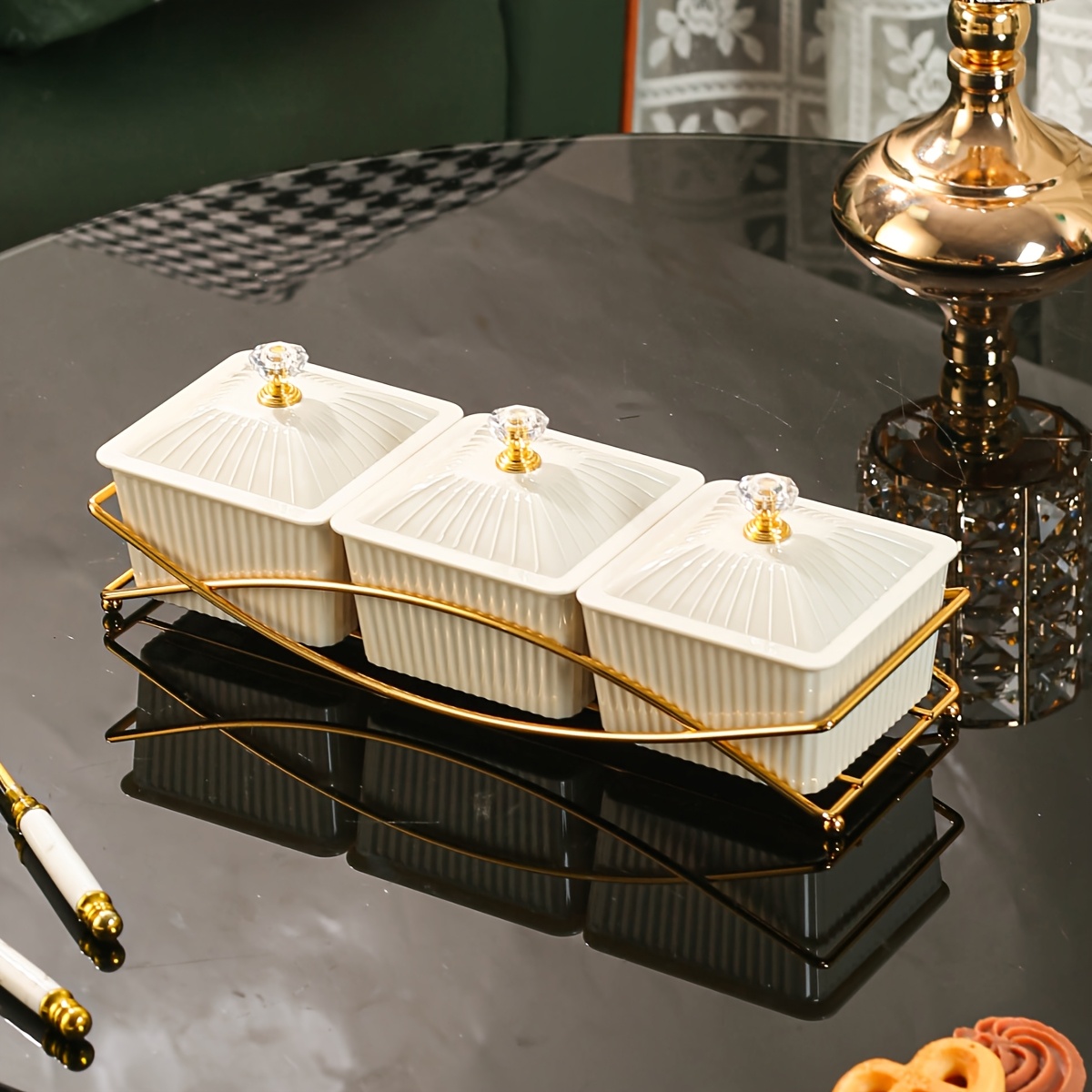 1set Plastic Multifunctional Storage Jar Sealed Jar Living Room Dining Room Kitchen Decoration Tray Seasoning Jar For Cereal Candy Cookie Bread Suitable For Outdoor Wedding Parties Gift- Birthdays