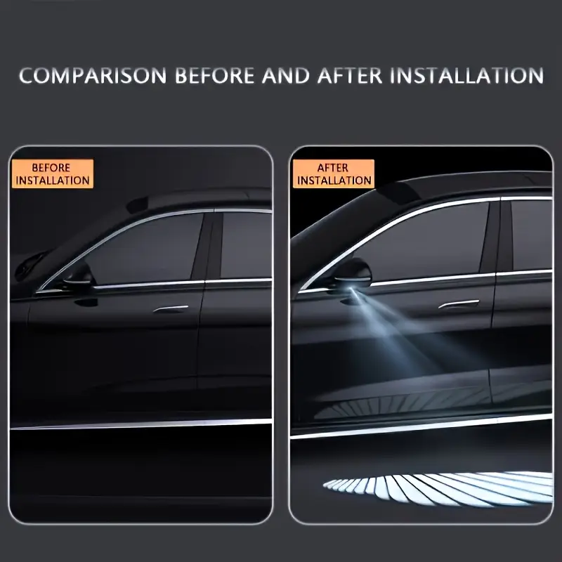 2 pack brand new high definition adjustable angle led lens welcome effect light with turning effect wings flashing 12v room line unlocks the car and automatically lights up suitable for sedans suvs and commercial vehicles without battery details 5