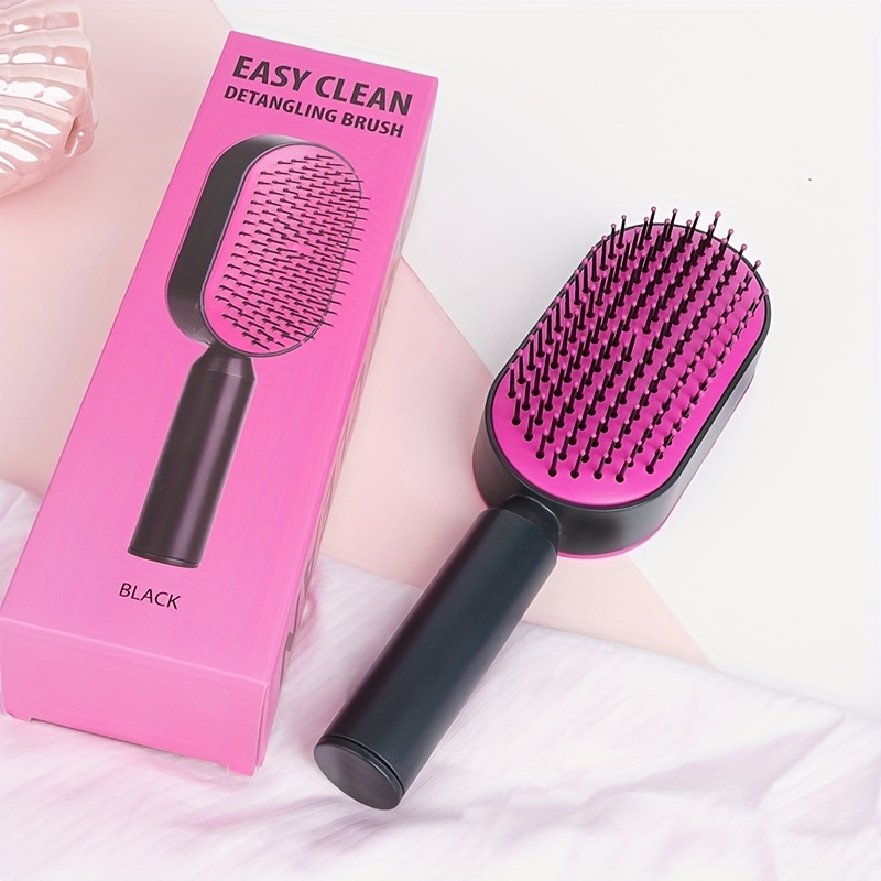 1pc Cepillo Desenredante de Presión para Limpiar con Puntas de Masaje y Tecnología -Nudos - Cerdas de Nylon Resistentes para Suavizado, Control de Frizz, Estilizado de Cola de Caballo - Cepillo para Mujeres, Hombres, Adolescentes, Todo Tipo de Cabello (Hogar y Viaje)