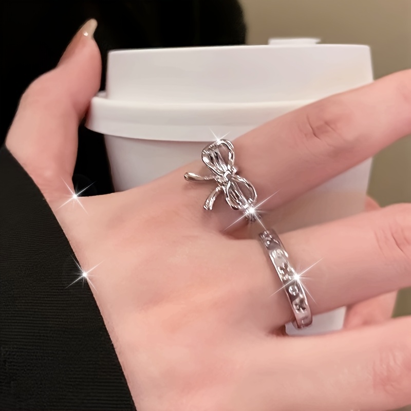 Irregular Ballet Bow Ring Set - Light Cold Open Index Finger Ring