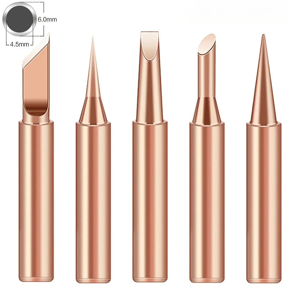 

5pcs Pure Copper Soldering Iron Tip Set - , Compatible With , Ideal For Electronics &