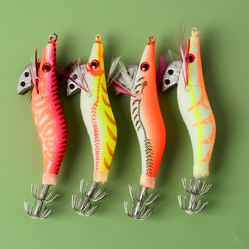 

Lingyue 4pcs Squid Jig Fishing Lures - " Wood Shrimp Baits For & Squid, Colors