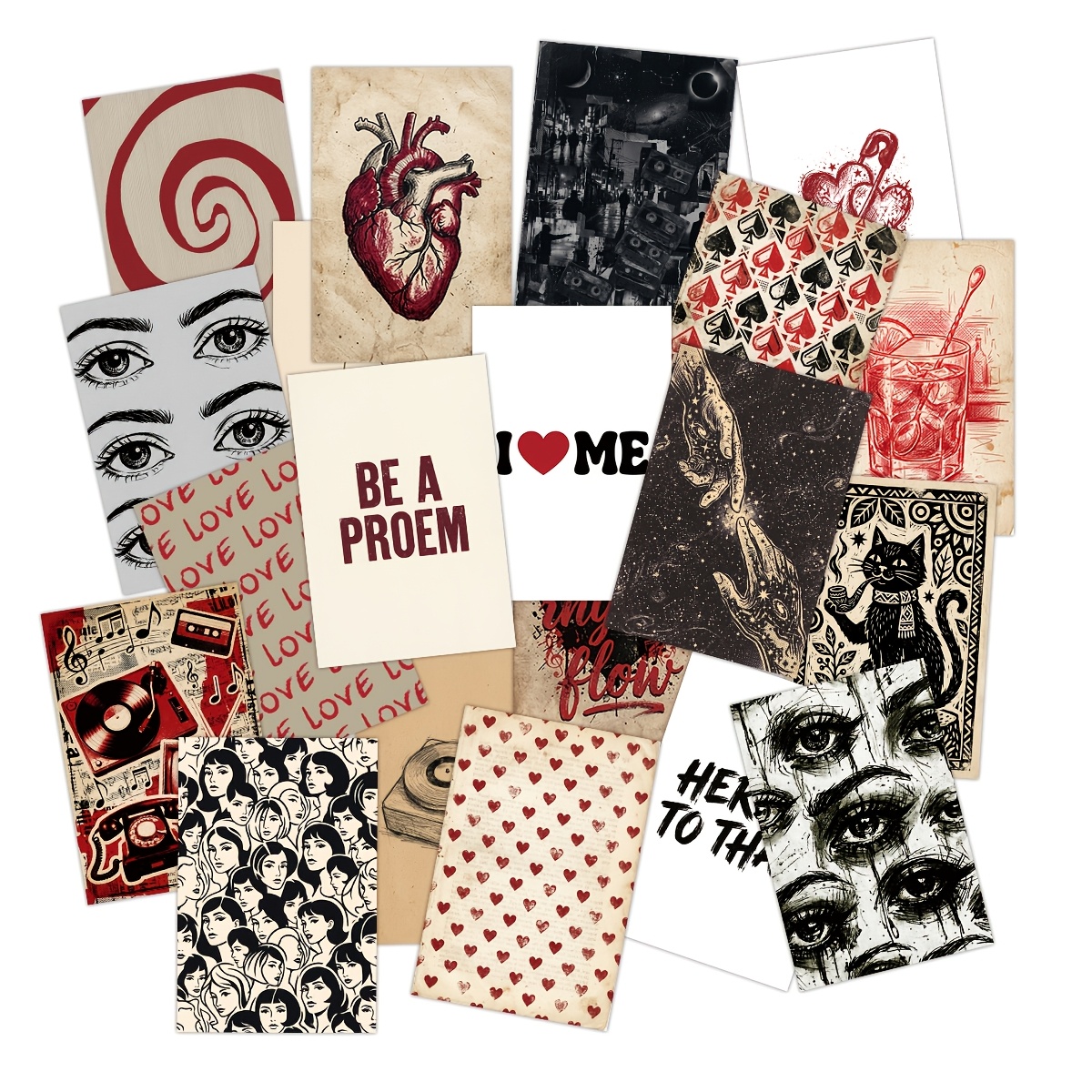 TEMU Lot de 20 cartes postales esthétiques vintage indie , de collage mural rétro gothique grunge, de collage décoratives pour décoration murale de