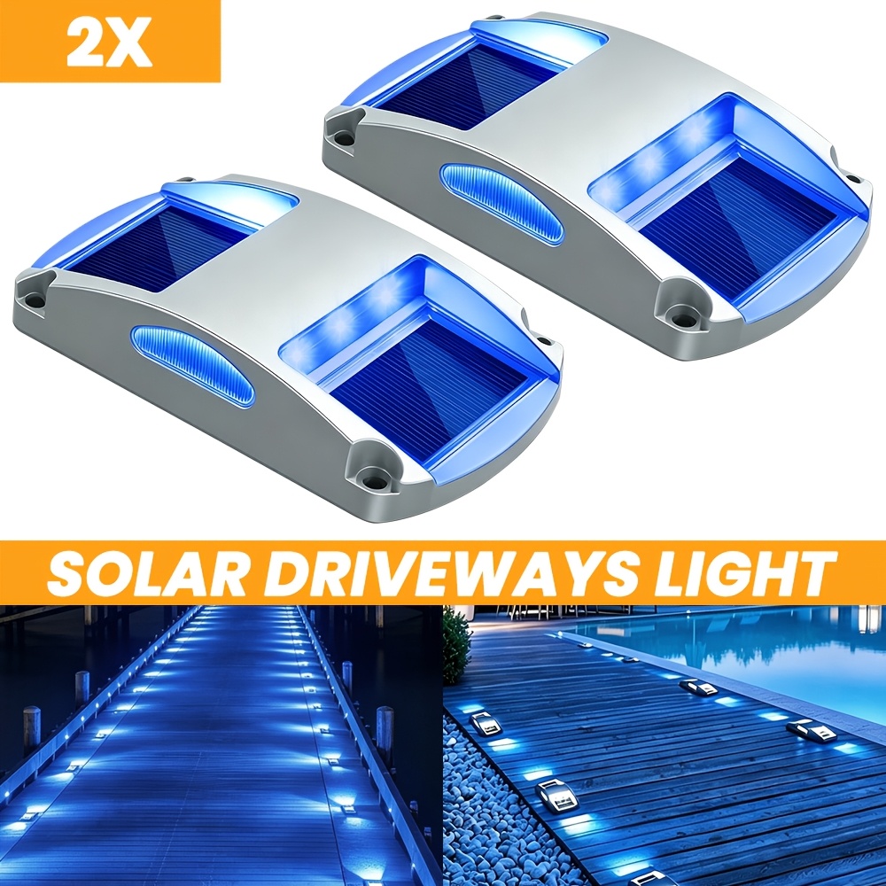 TEMU 2/4 Pack Solar Deck Lights, Led Driveway Lights, Solar Powered Dock Light, Solar Garden Lights,, 800mah, Outdoor Road Markers For Step Sidewalk
