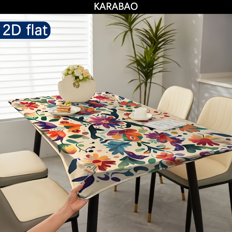 TEMU Tovaglia elasticizzata da esterno 1 pz, Tovaglia da esterno con motivo in stile e bordo elastico, Lavabile in lavatrice, Copritavolo da esterno,