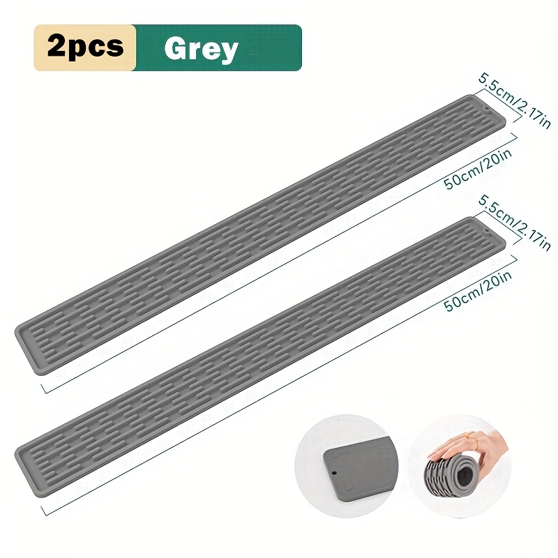2pcs Silicone Non-slip Dish Drying Mat, 19.7"x2.2" - Perfect For Kitchen Countertops & Cutting Boards