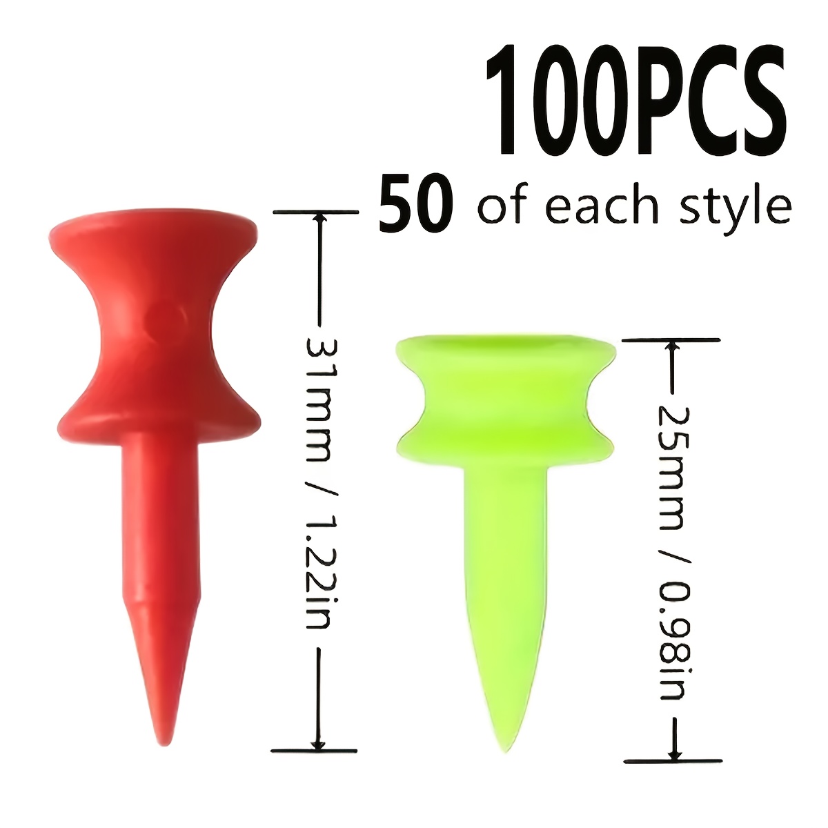 E-shop 100 -Tees, Langlebiger Zwei-Längen Mix Versand, Professionelle -Basis, Golfturnier-Tees, Platzzubehör -Pegs