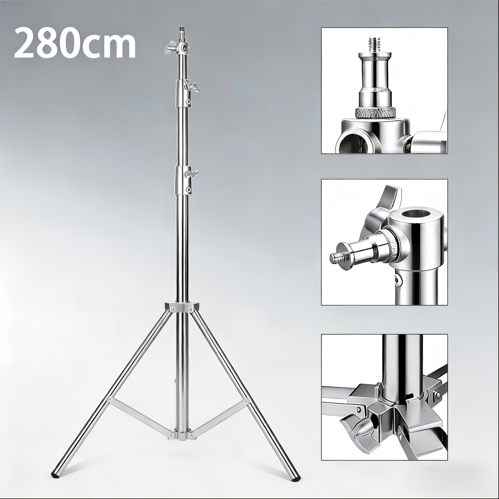 280cm Stainless Steel Light Stand - Universal For Camera Ring Light/live Streaming/youtube/mobile Video Shooting, Perfect For Mounting Photography Softboxes