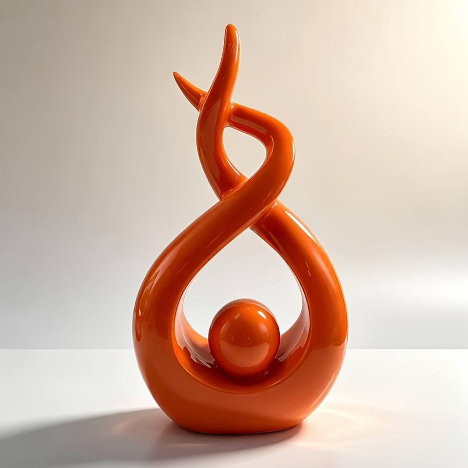 TEMU 1 stuks Moderne Abstracte Kunst Resin Sculptuur, Elegante Geometrische Sculptuur, Eigentijdse Desktop Centerpiece, Huisdecoratie, Minimalistisch