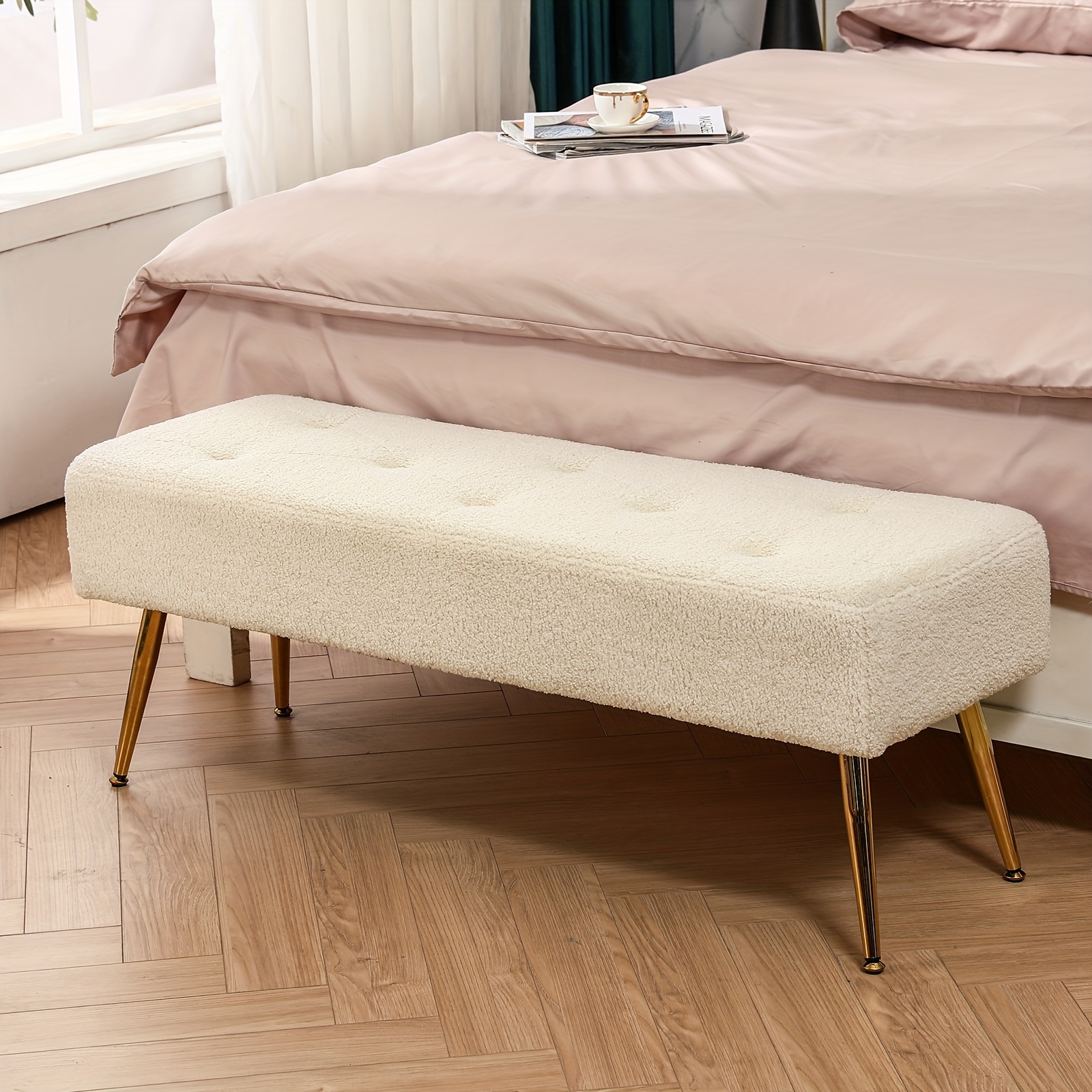 

Fashionable Tufted Bench Shoe Stool For Bed End Bedroom Living Room