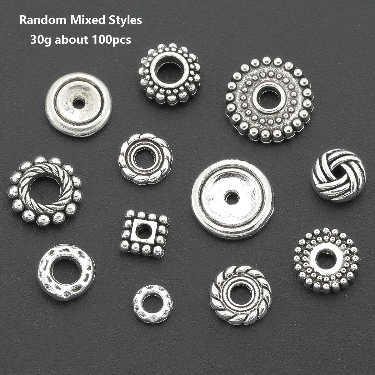 TEMU 50 pz 15g / 100 pz 30g Perline distanziali stile casuale fai da te, Perline sciolte , Perline distanziali in di con motivo a spirale, Perline