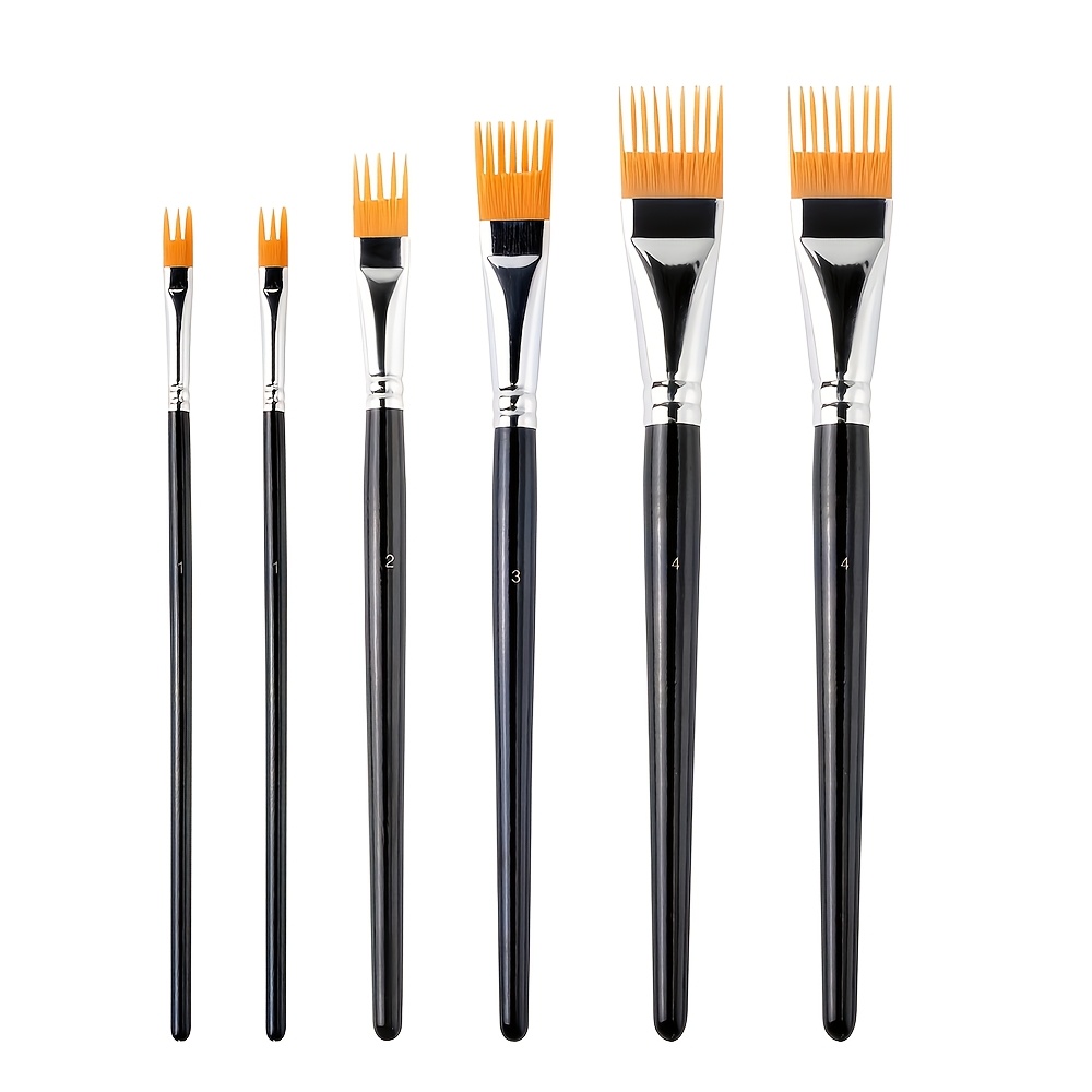 Set Of Comb Texture Brushes Featuring Vibrant Bristles Designed For Crafting Dynamic Patterns In Acrylics And Mixed Media, Equipped With An Ergonomic Black Handle Suitable For Professional Artists
