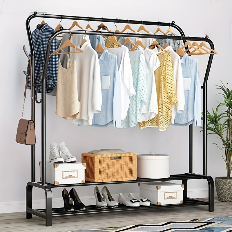 clothes rack metal freestanding clothes rack sturdy clothes rail with shelf coat stand for coats skirts shirts sweaters black