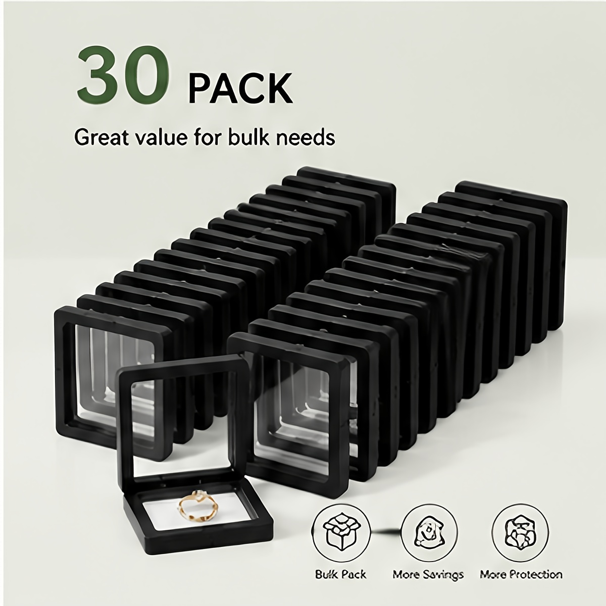 TEMU 30pcs Wholesale Floating Film Display Storage Boxes, Double Sided Clear Suspension Case For Jewelry Rock Specimens Retail Store Display, Jewelry