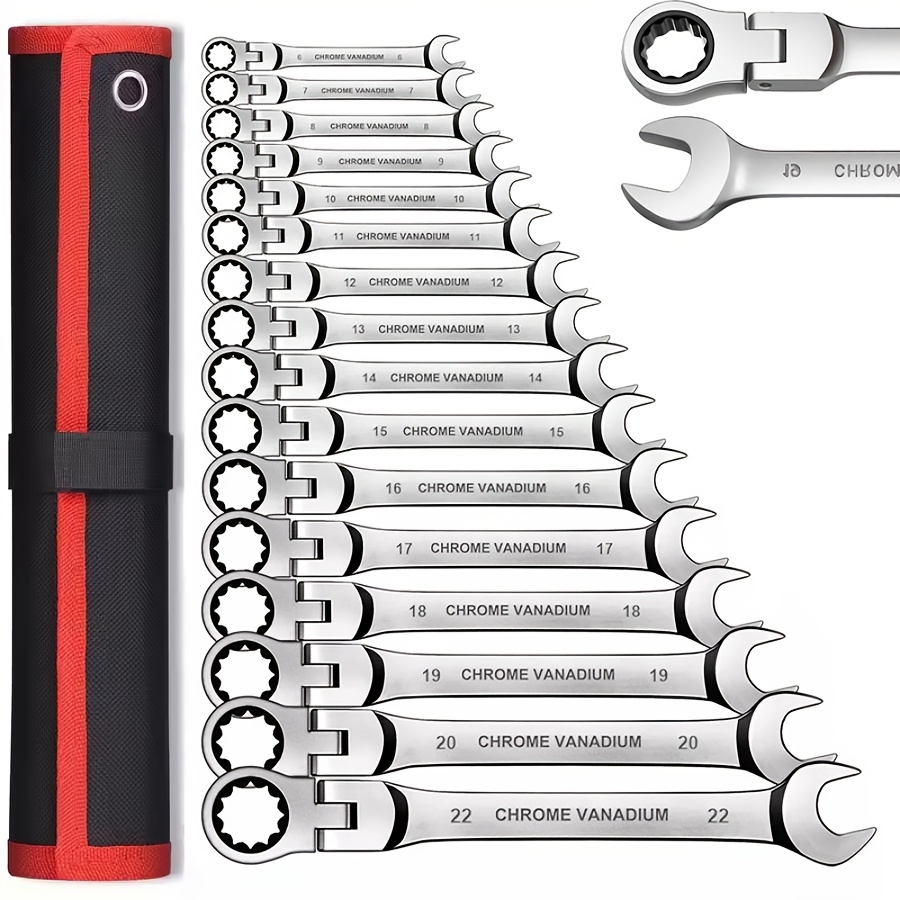 

8pcs Cloth Bag Labor-saving Movable Head Ratchet Wrench Set -plated Open-ended Ratchet Full Set Set