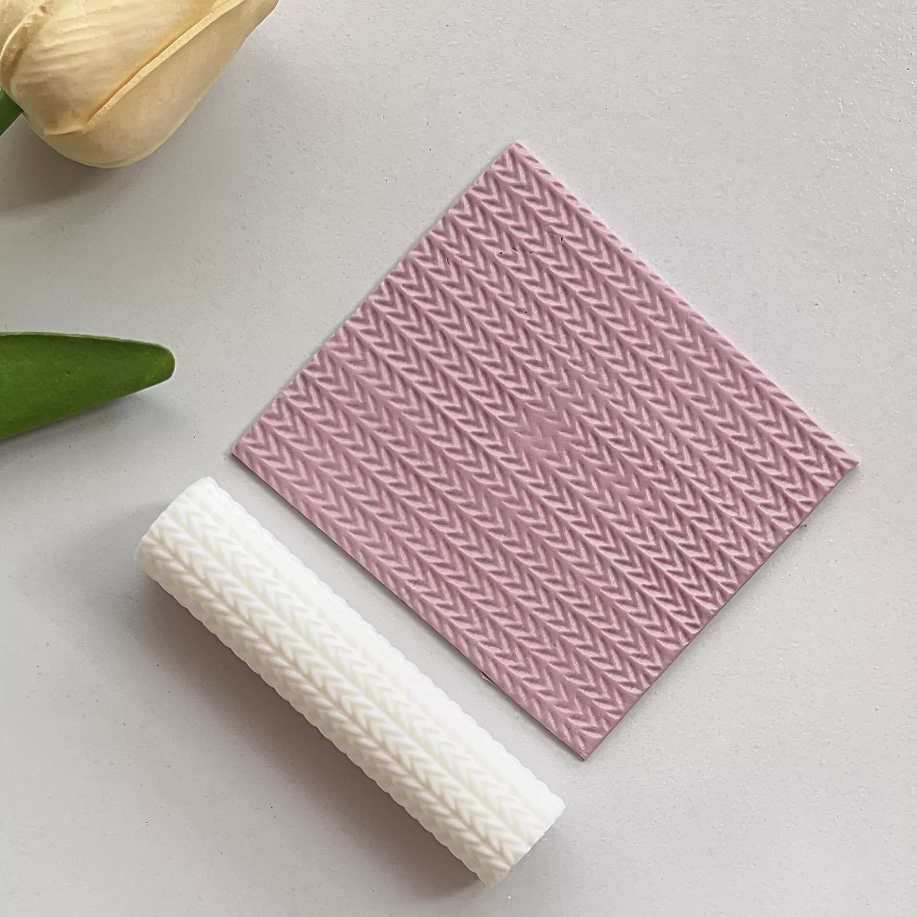 TEMU 1pc Diy Beaded Creative Sweater Texture Jewelry Making Kit, Polymer Clay Earring Diy Mold, Striped Handmade Embossing Roller, Polymer Clay