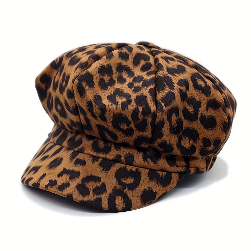 

Women's Retro 70s Leopard Cute Newsboy Cabbie Beret Painter Hat Cap