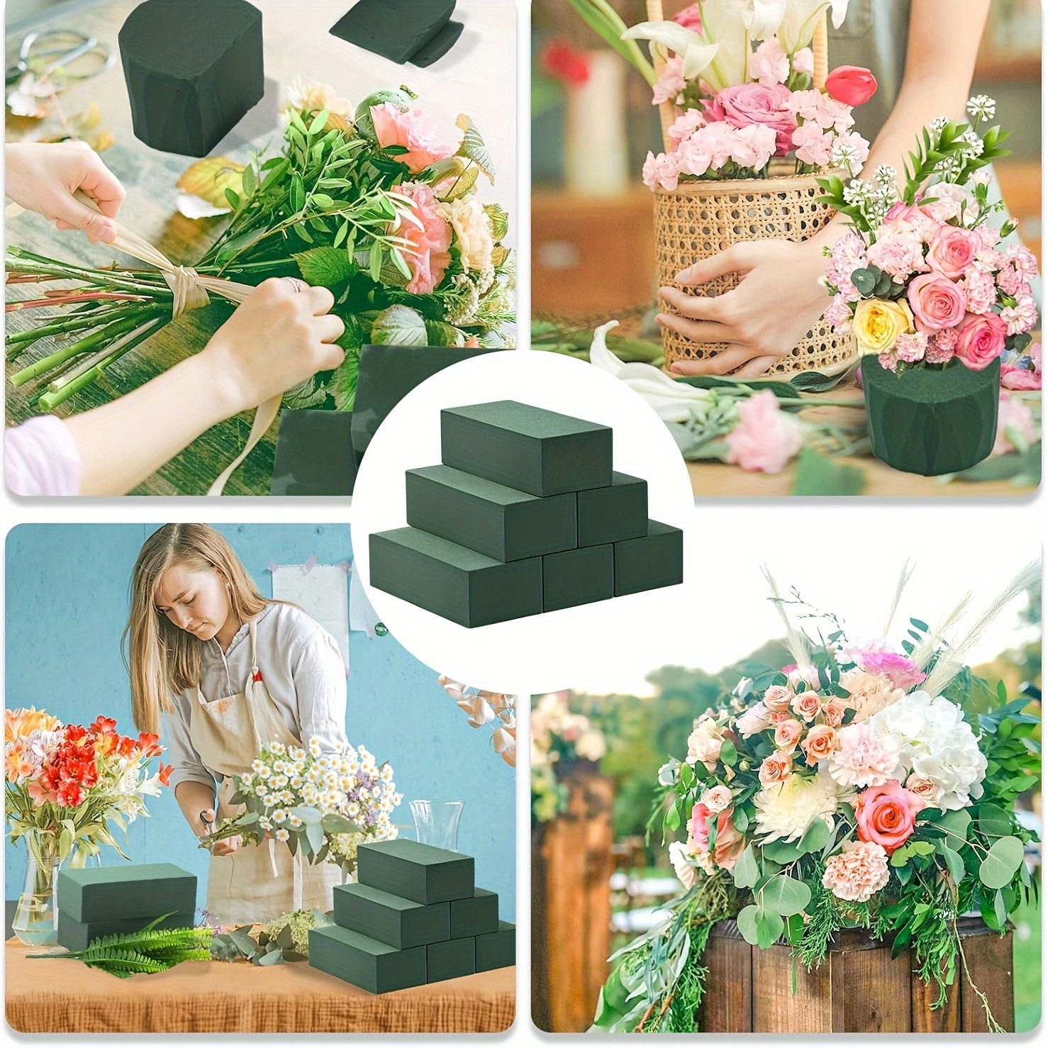 

2/6pcs Floral Foam Blocks, And Dry Flower Foam For Fresh And Artificial Flower Arrangement Plant Foam Bricks Florist Supplies Arts Crafts Diy Wedding