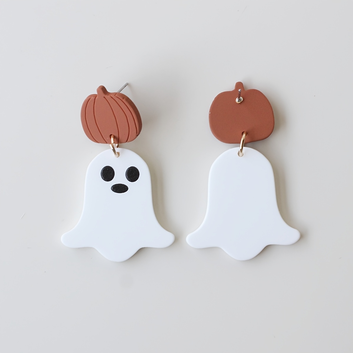Women's Halloween Pumpkin Ghost Acrylic Drop Earrings, Cute Design