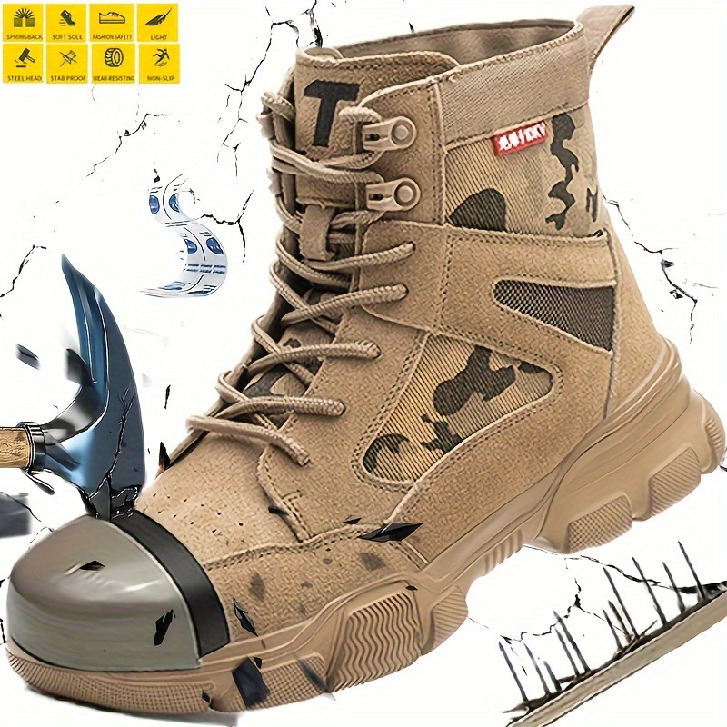 Zapatillas De Seguridad Para Hombre Con Puntera De Acero - Antideslizantes, Soporte De Arco, Ideales Para Trabajo Y Senderismo