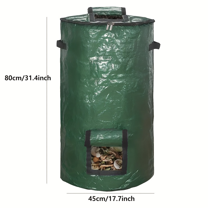 Image of 34/15 Gallon Compost Bag, With 2 Observation Ports And Bottom, Reusable High-quality Waste Treatment, Suitable For Courtyards, Camping, Outdoor Compost Bins, And Yard Waste