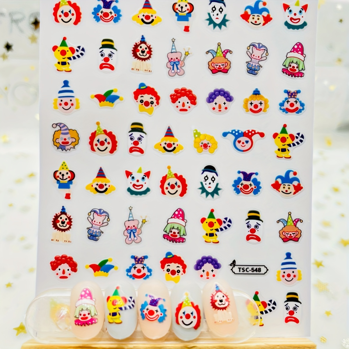 

Cute Clown Circus Nail Stickers