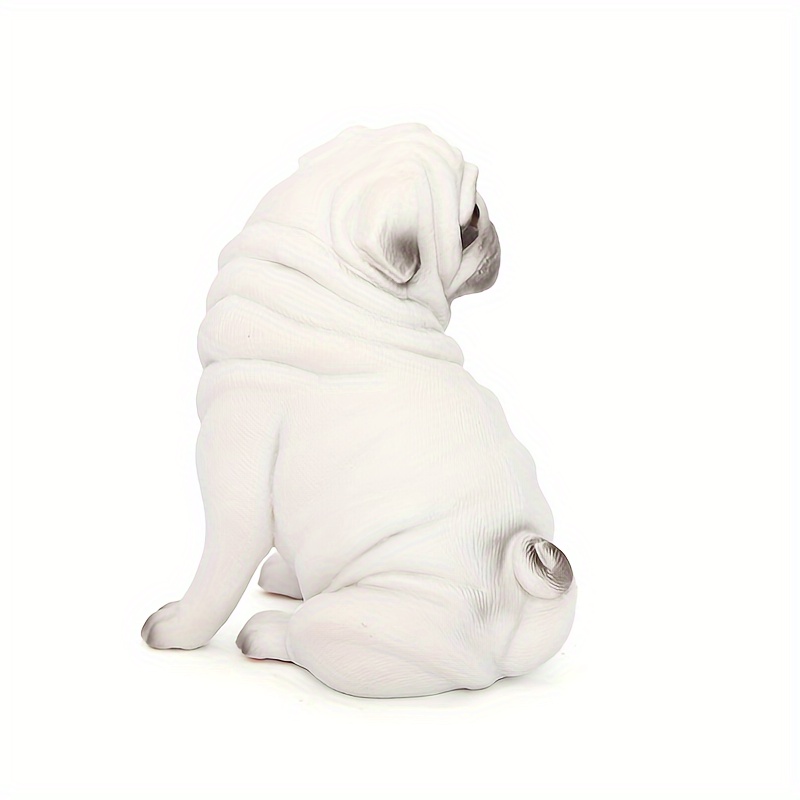 Realistic Pug Dog Figurine Lifelike Plastic for Home Office Bookshelf