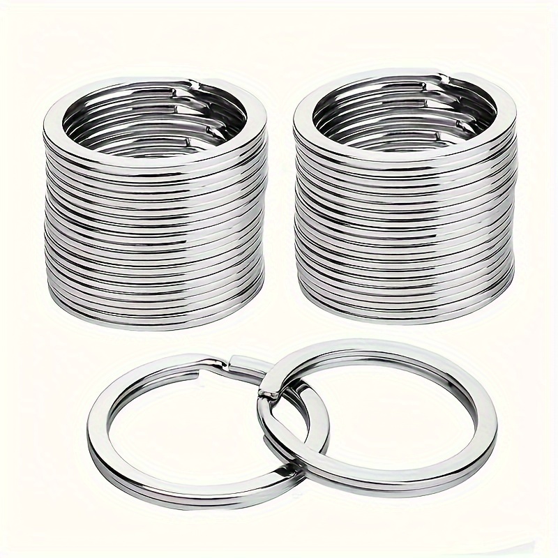 TEMU 10-pack Stainless Steel Flat Key Rings 1 Inch - Split Ring Design For , Durable Metal Round Keychains For Weddings, Birthdays, Housewarmings,