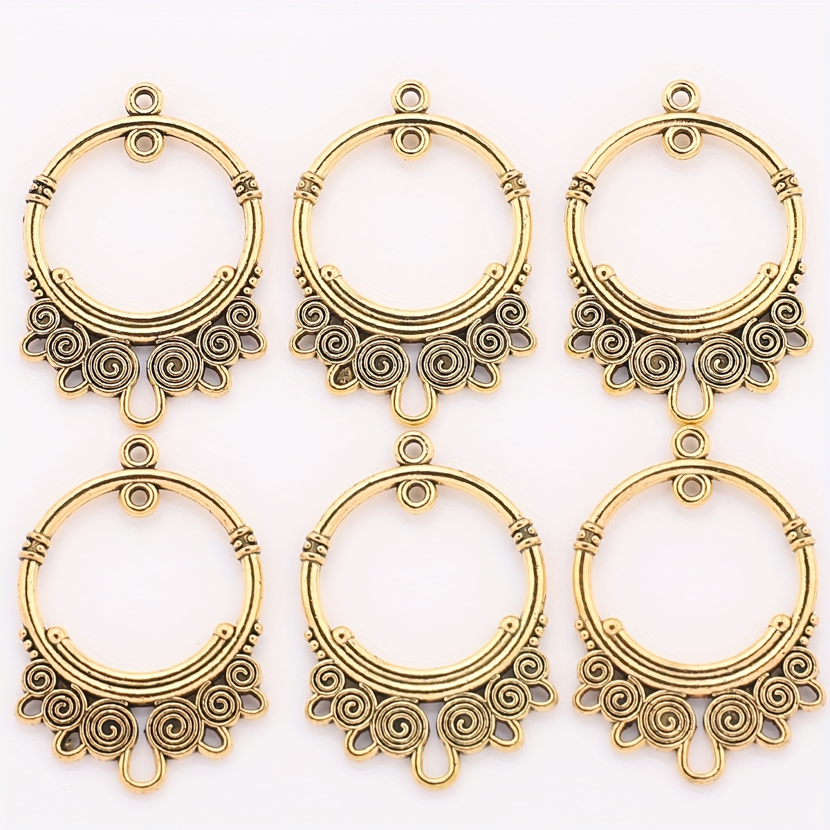 E-shop 8 Stück Große Multi-Loch Anhänger Retro Goldenes Zinklegierung Zubehör Feiertagsstil Ohrringe Charms Personalisierte Kreative Halskette Ohrringe