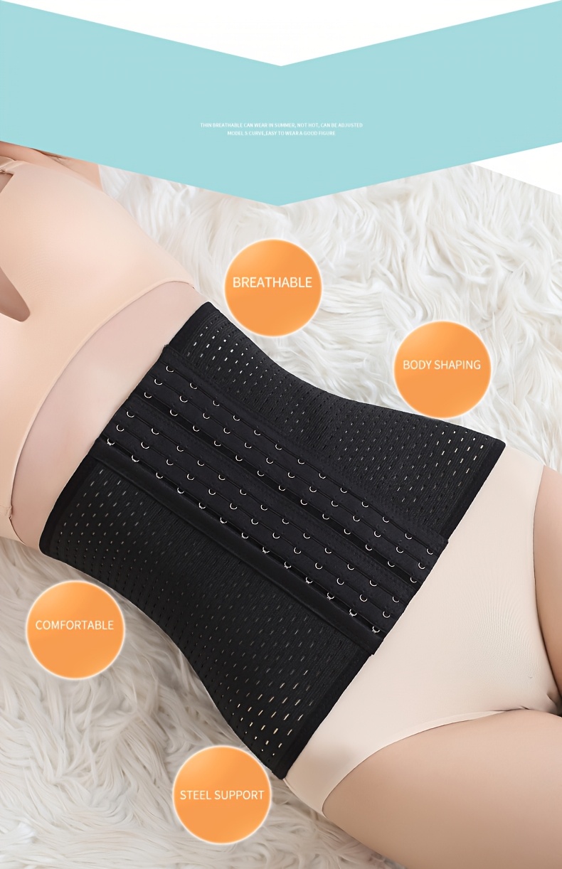 Waist Trainer Corset Shapewear Tummy Control Body Shaper Waist Cincher for Women Postpartum Belly Band Wrap with 6 Rows of Hooks