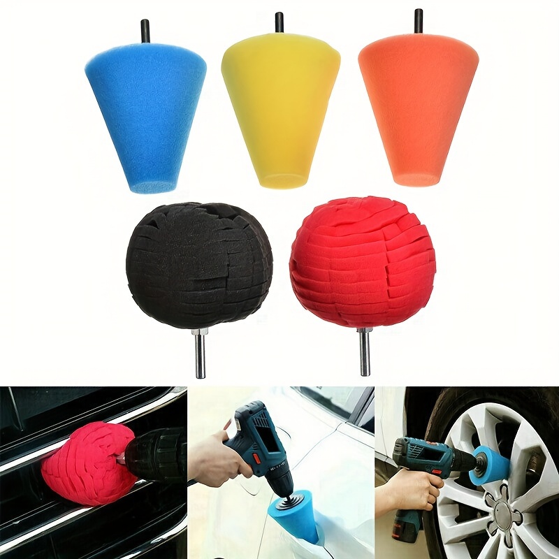 

5pcs Drill Buffing & Polishing Kit - Includes 3 Cones And For Car Wheels, Care