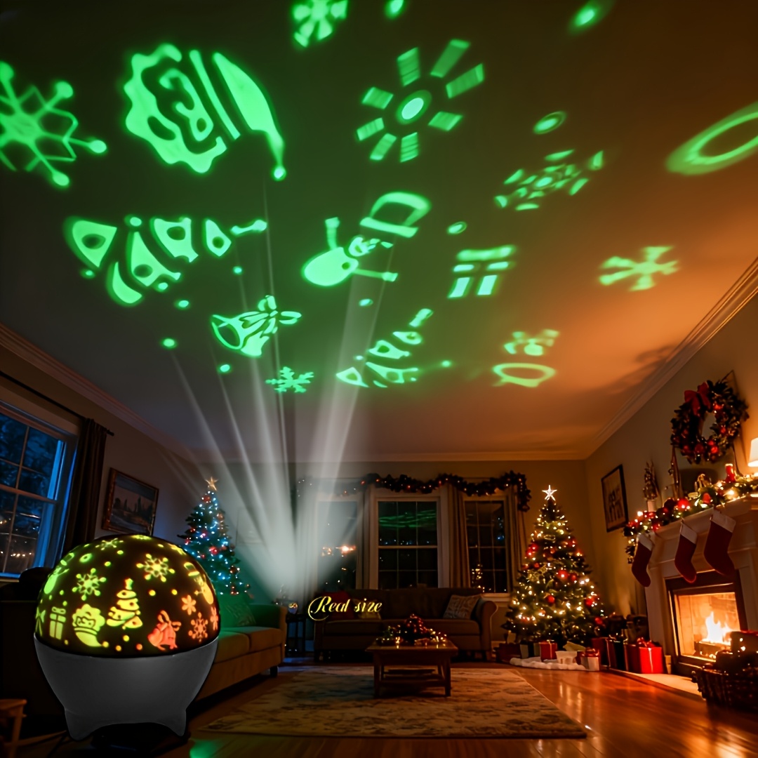 TEMU An Rgb Projection Lamp With Christmas Holiday Patterns, Featuring Voice Control And Touch Synchronization, Automatic Light Color . Suitable For