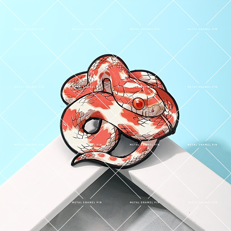 TEMU Insigne en émail d'un -cornet rouge albinos, broche réaliste de reptile rouge, accessoire de sac de cowboy, épingle de revers cadeau, accessoire