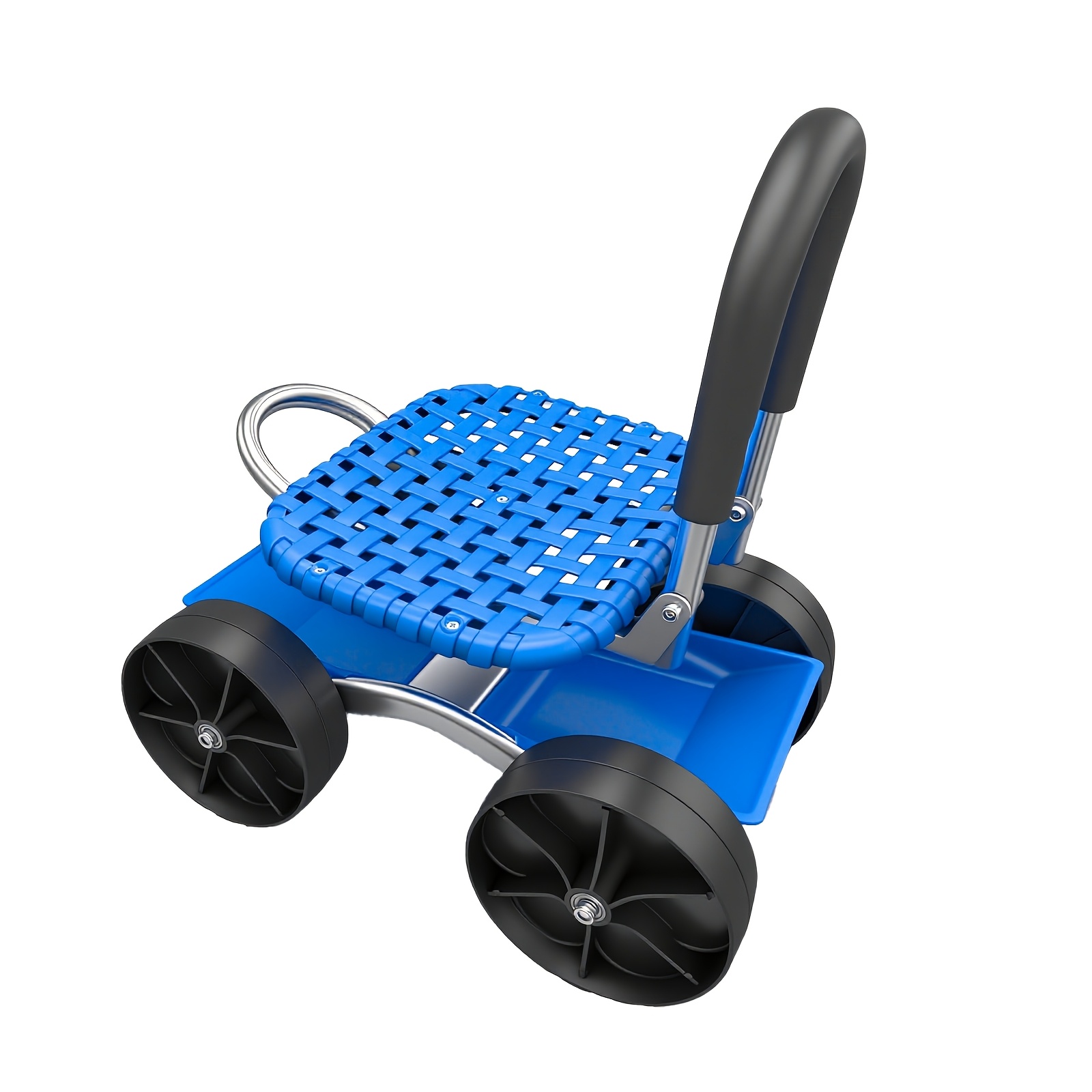 Image of Rolling Garden Stool With Wheels, 360 Degree Swivel Seat Gardening Cart With Handle And Tool Tray, Portable Weeding Seat For Planting, Lawn Care, Outdoor Yard Work