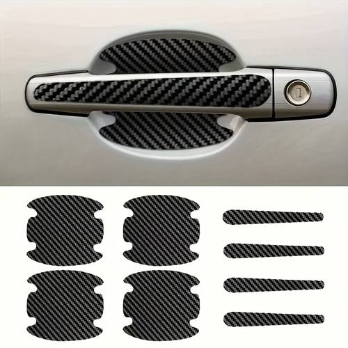 8 piezas de pegatinas para manijas de puertas de coche en fibra de carbono acrílico - impermeables, duraderas y fáciles de instalar, cubiertas protectoras, decoraciones navideñas