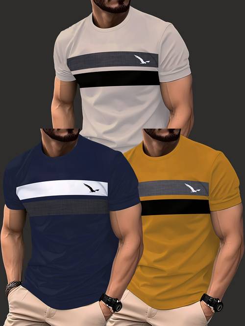 3 pezzi magliette corta casual - t-shirt con stampa (non-), multi- per acquisto - abbigliamento casual, ufficio e stratificazione - confezione da 3 pezzi valore per - e