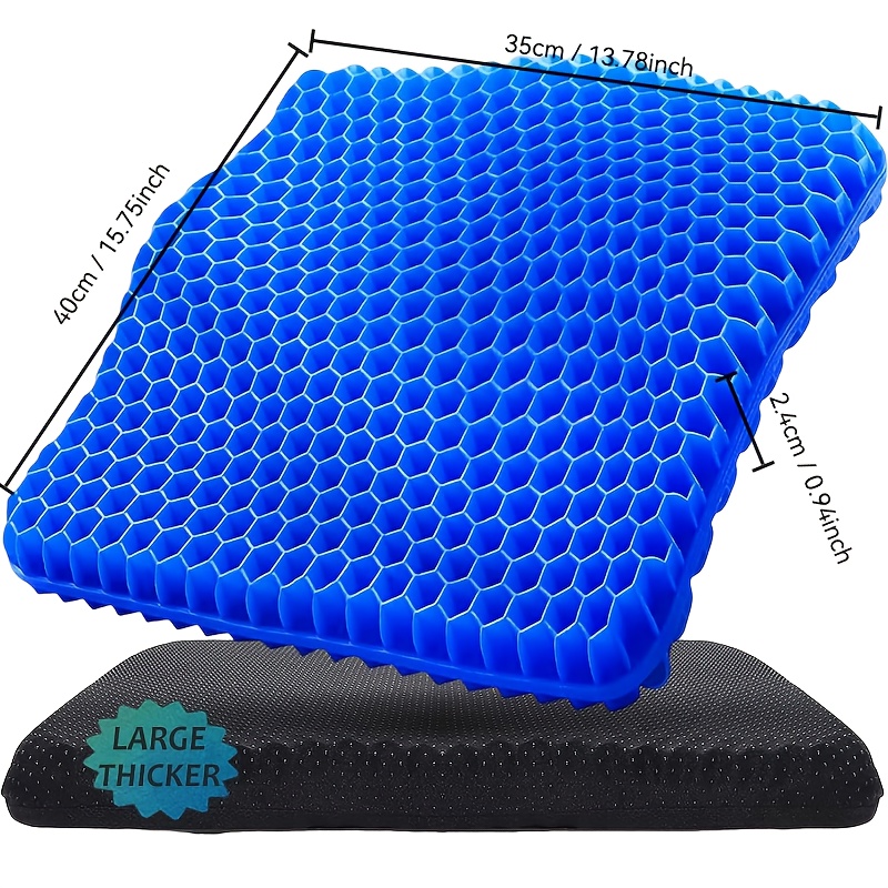extra thick ergonomic office chair cushion with honeycomb   blue non slip design for coccyx tailbone   soft rubber seat pad for desk chairs wheelchairs seating   enhancement durable   material